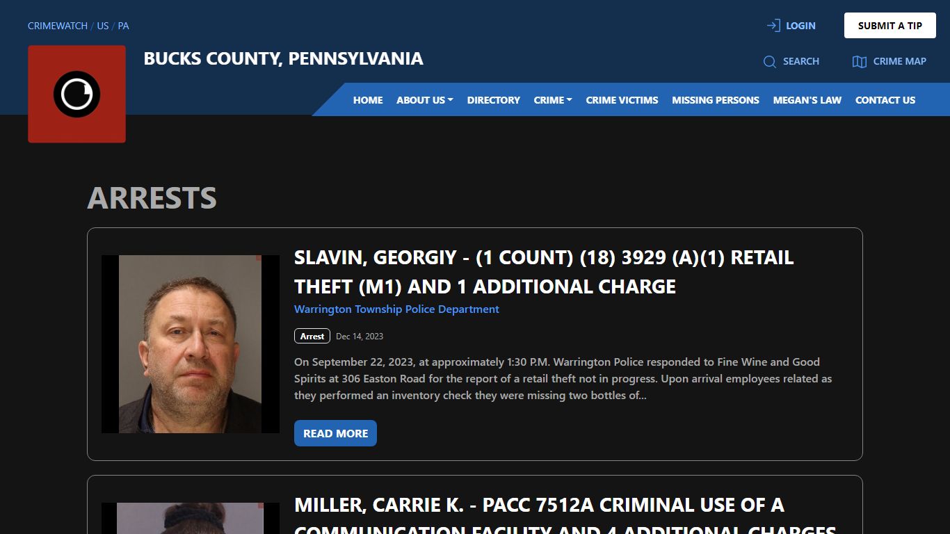 Arrests for Bucks County, Pennsylvania | CRIMEWATCH